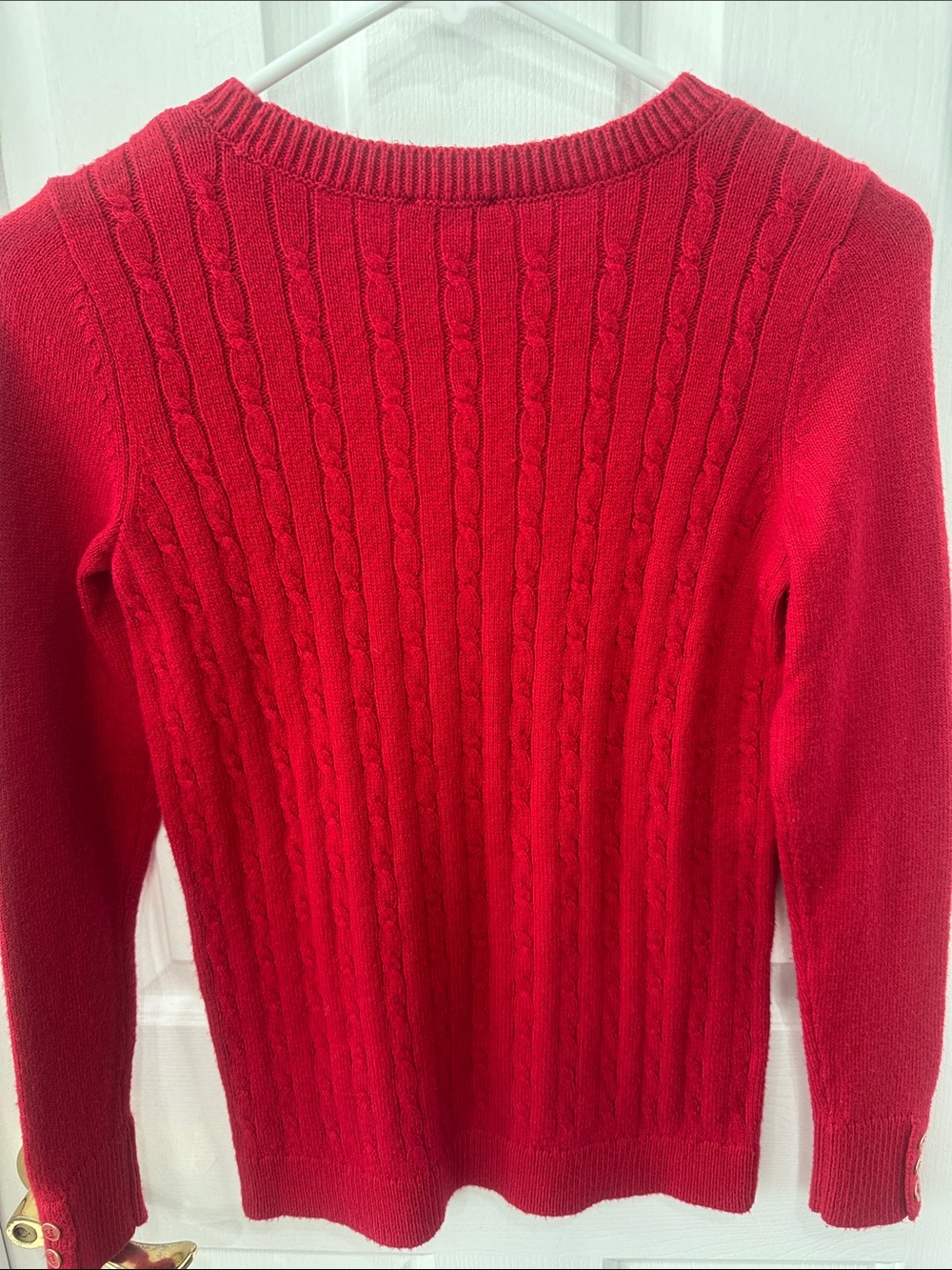 Talbots Bright Red Cable Knit Crewneck Sweater - Women's - Picture 3 of 4